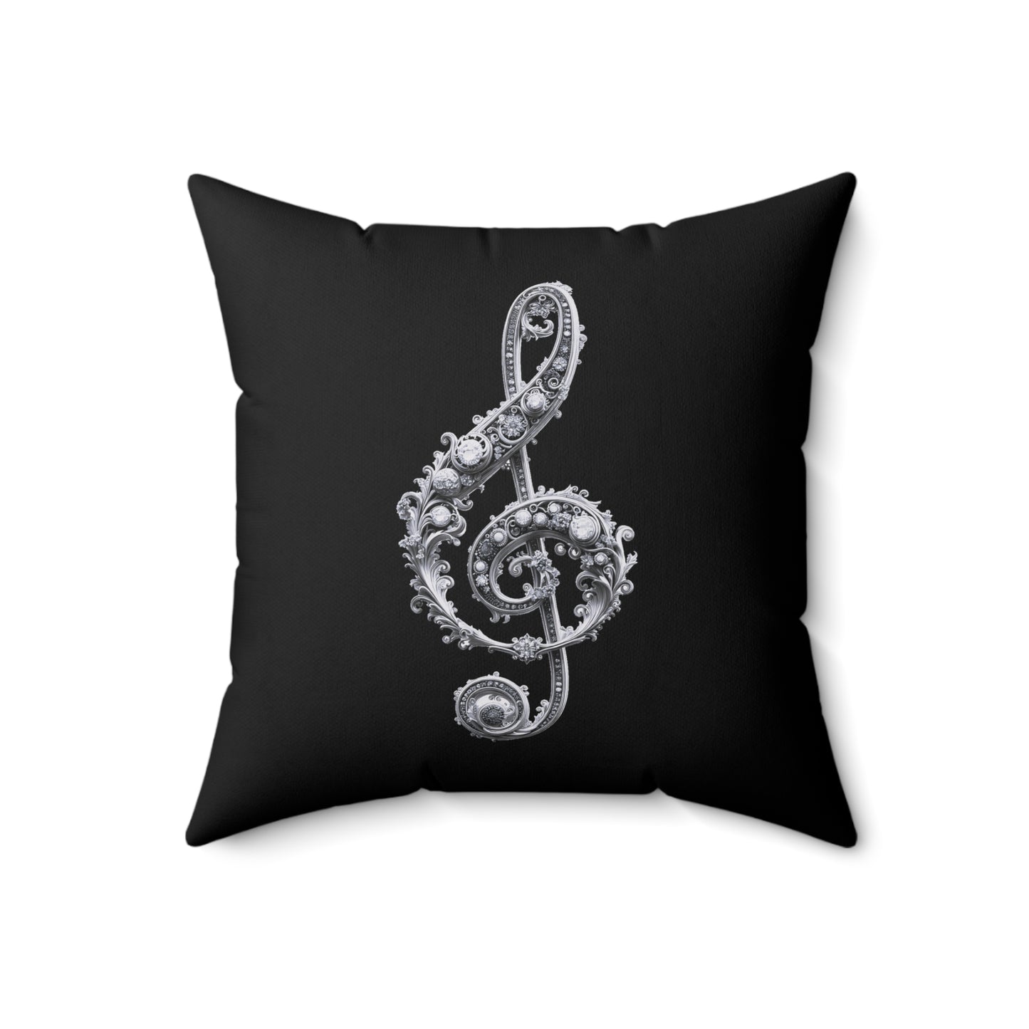 Music Note Decorative Pillow – Ornate Treble Clef Accent Cushion