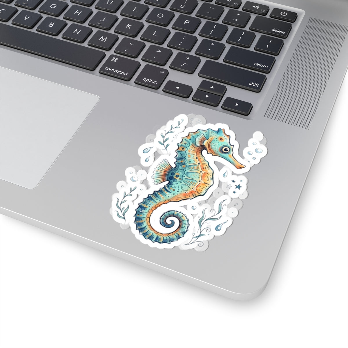 Seahorse Kiss-Cut Sticker — Watercolor Ocean Marine Decal for Laptops & Water Bottles