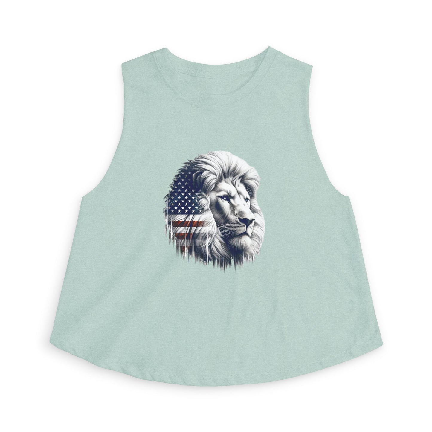 American Flag Lion Women's Crop Top — Patriotic Lion Graphic Tank