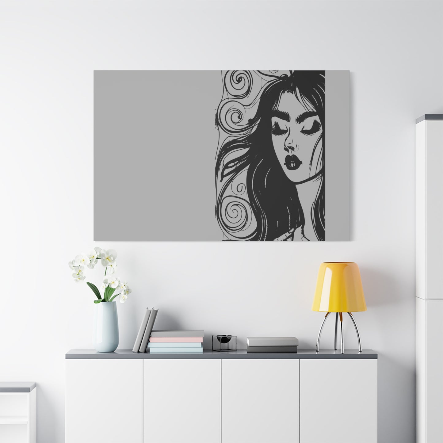Gothic Woman Portrait Canvas Art — Matte Stretched Wall Decor