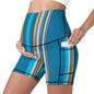Pregnancy Yoga Shorts Blue Stripes
