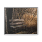 Framed Matte Canvas Print — Autumn Park Bench Photography
