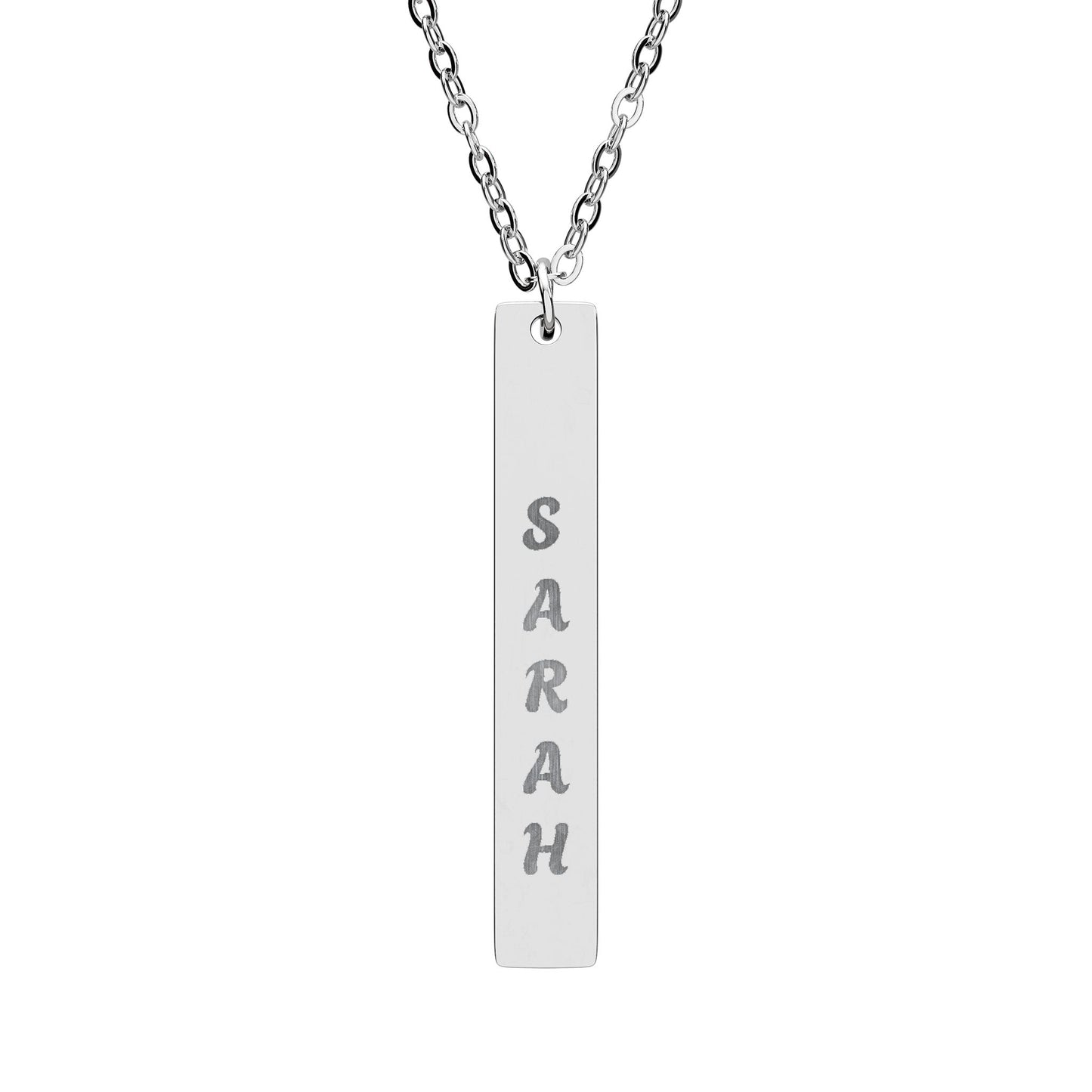 Personalized Vertical Bar Necklace — Engraved Name Pendant