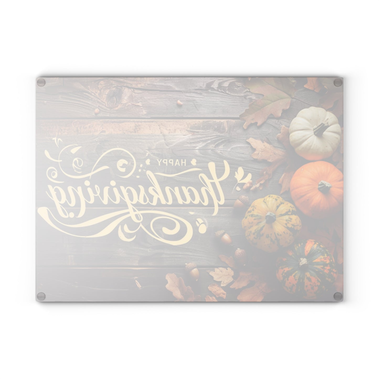 Thanksgiving Glass Cutting Board — Autumn Pumpkins & 'Happy Thanksgiving' Decorative Chopping Board