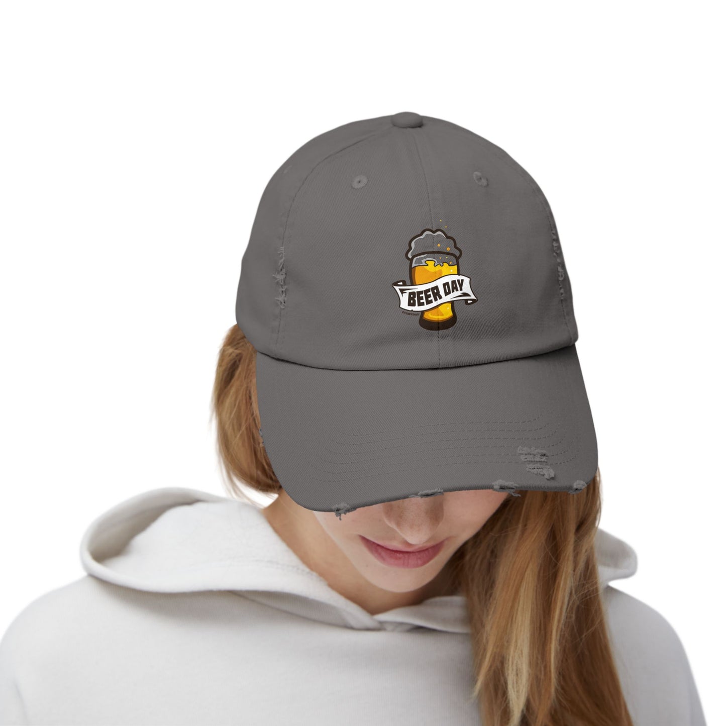 Beer Day Unisex Distressed Cap, Relaxed Fit Hat, Gift for Beer Lovers, Casual Fashion, Fun Party Accessory, Craft Beer Celebration