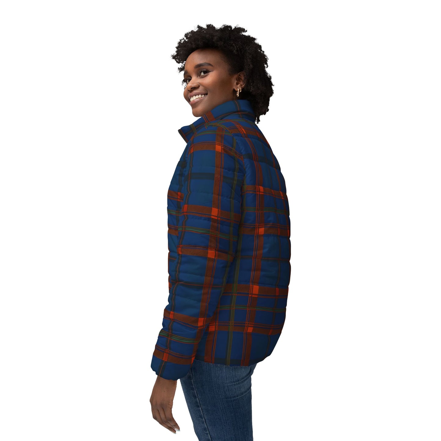Stylish Women’s Puffer Jacket, Cozy Fall Layering, Trendy Outerwear, Plaid Design, Holiday Gift for Her