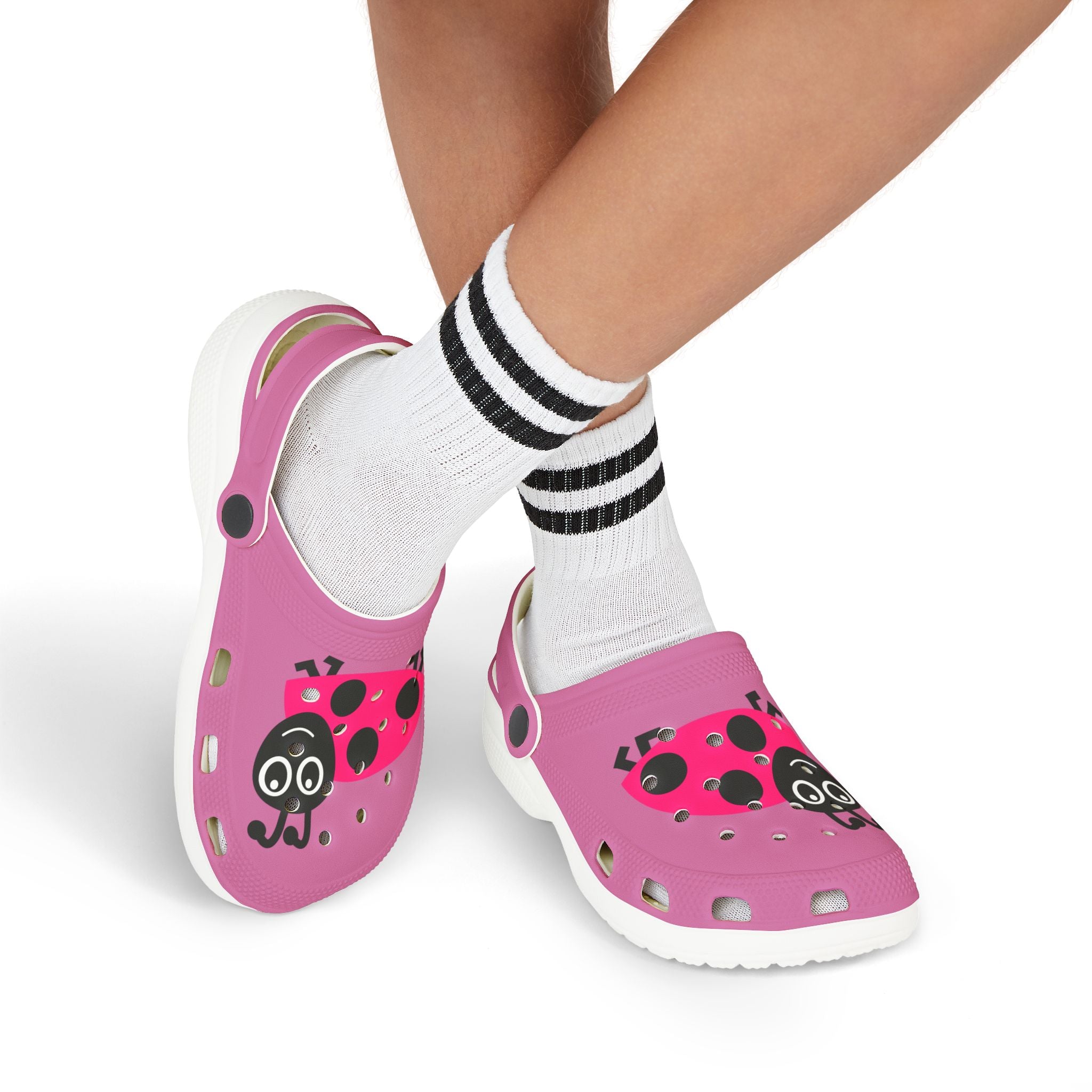 Kids' Pink Ladybug EVA Foam Clogs — Lightweight Slip-On Sandals for Toddlers & Little Girls