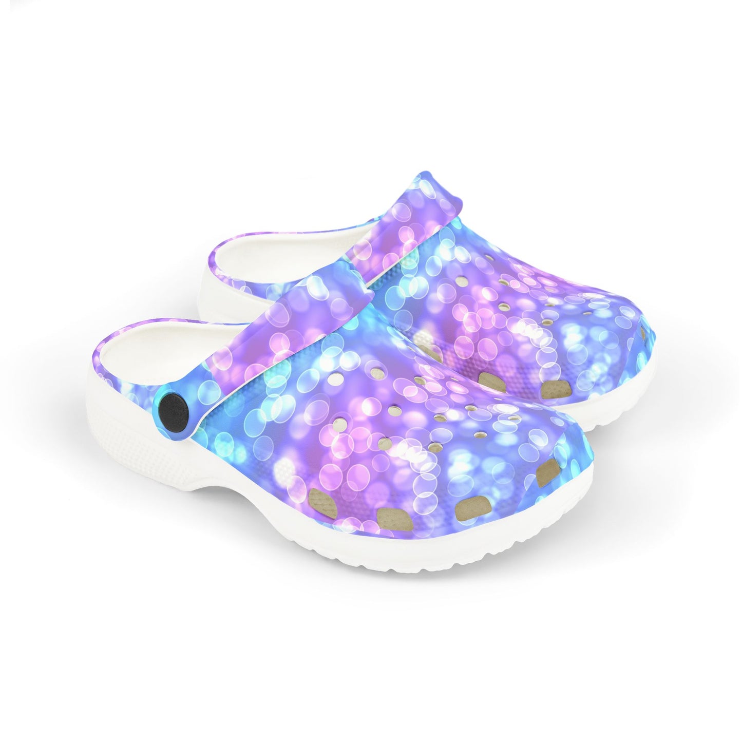 Kids Purple Blue Bokeh Foam Clogs — Comfort EVA Slip-Ons