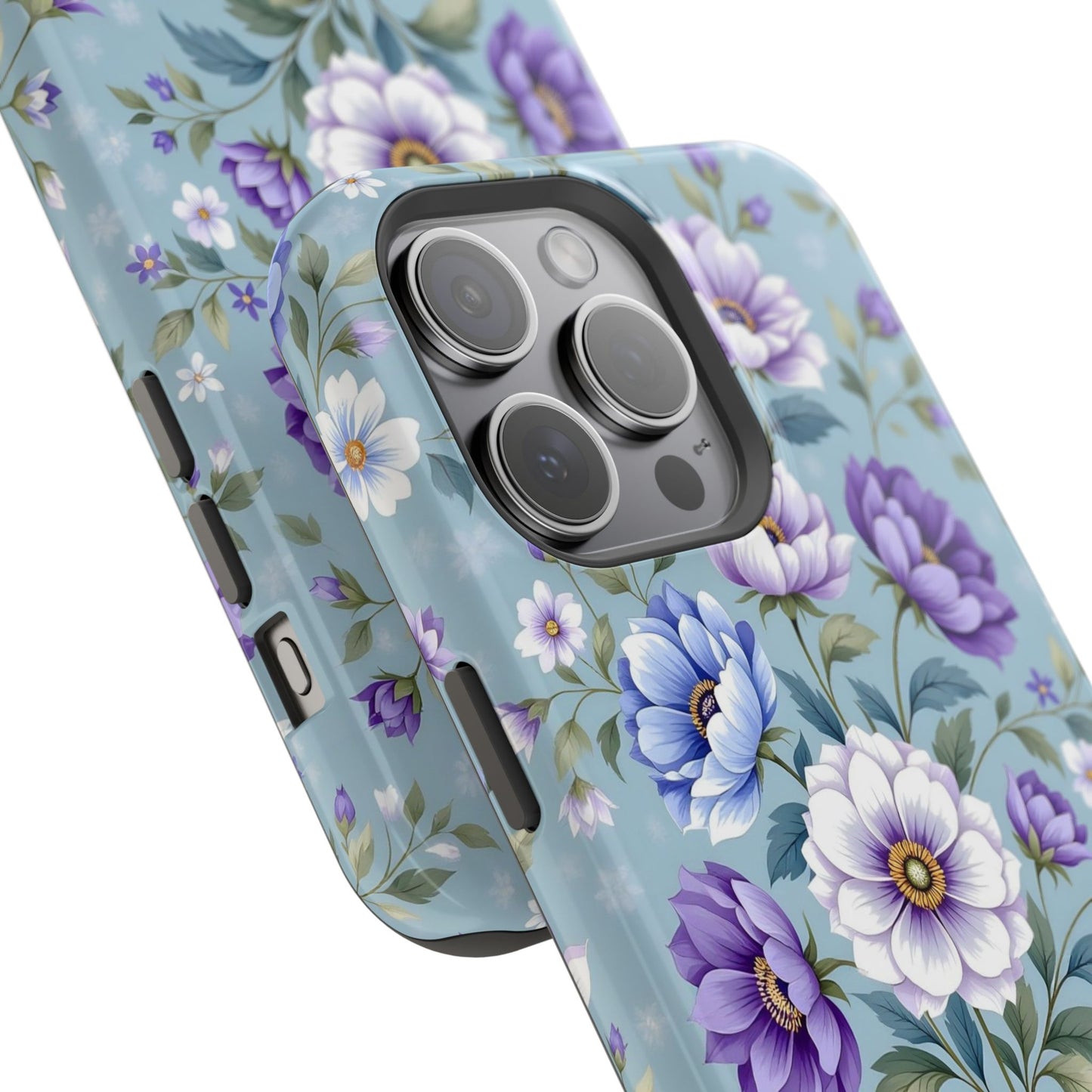 Floral Purple Peony Phone Case — Magnetic Impact‑Resistant Protective Cover