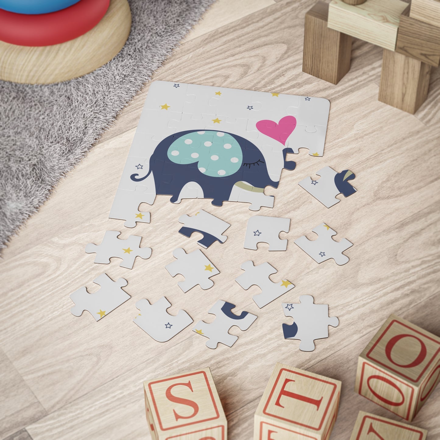 Cute Polka Dot Elephant Kids Puzzle