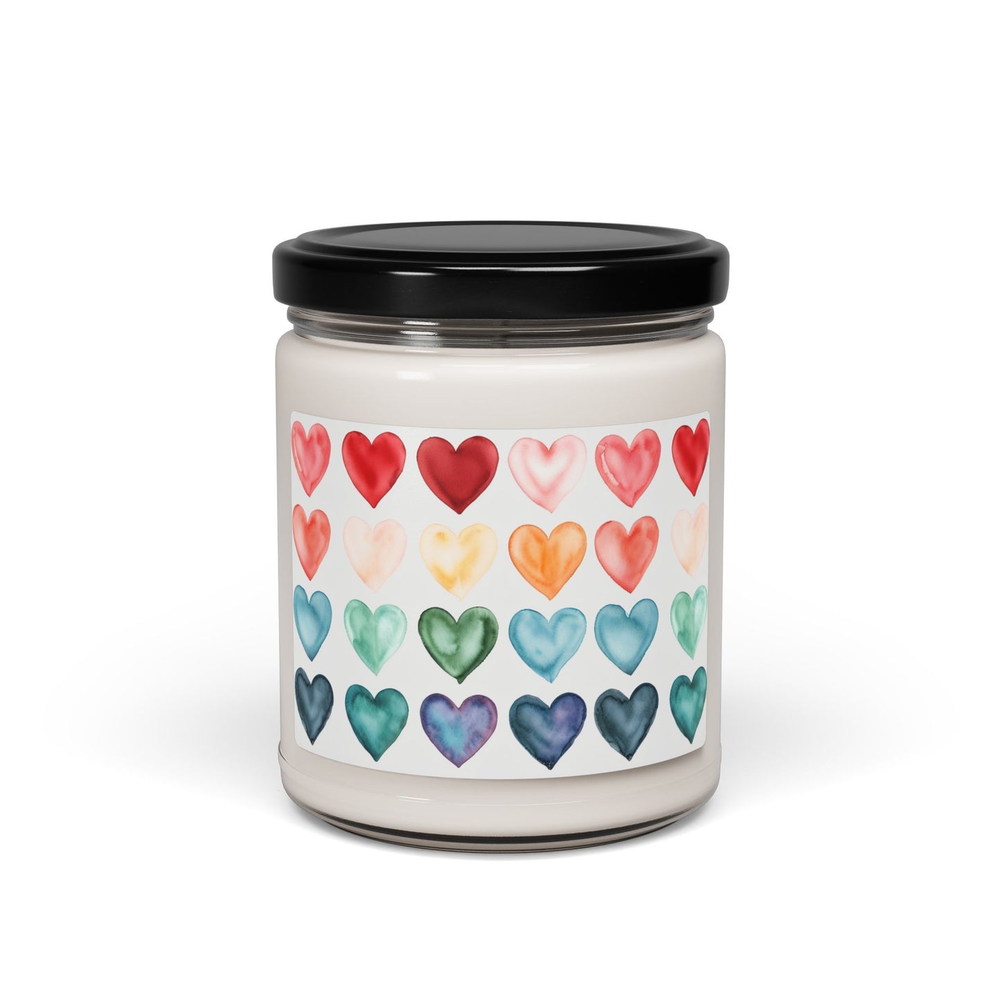 9oz Scented Soy Candle — Rainbow Watercolor Hearts Label