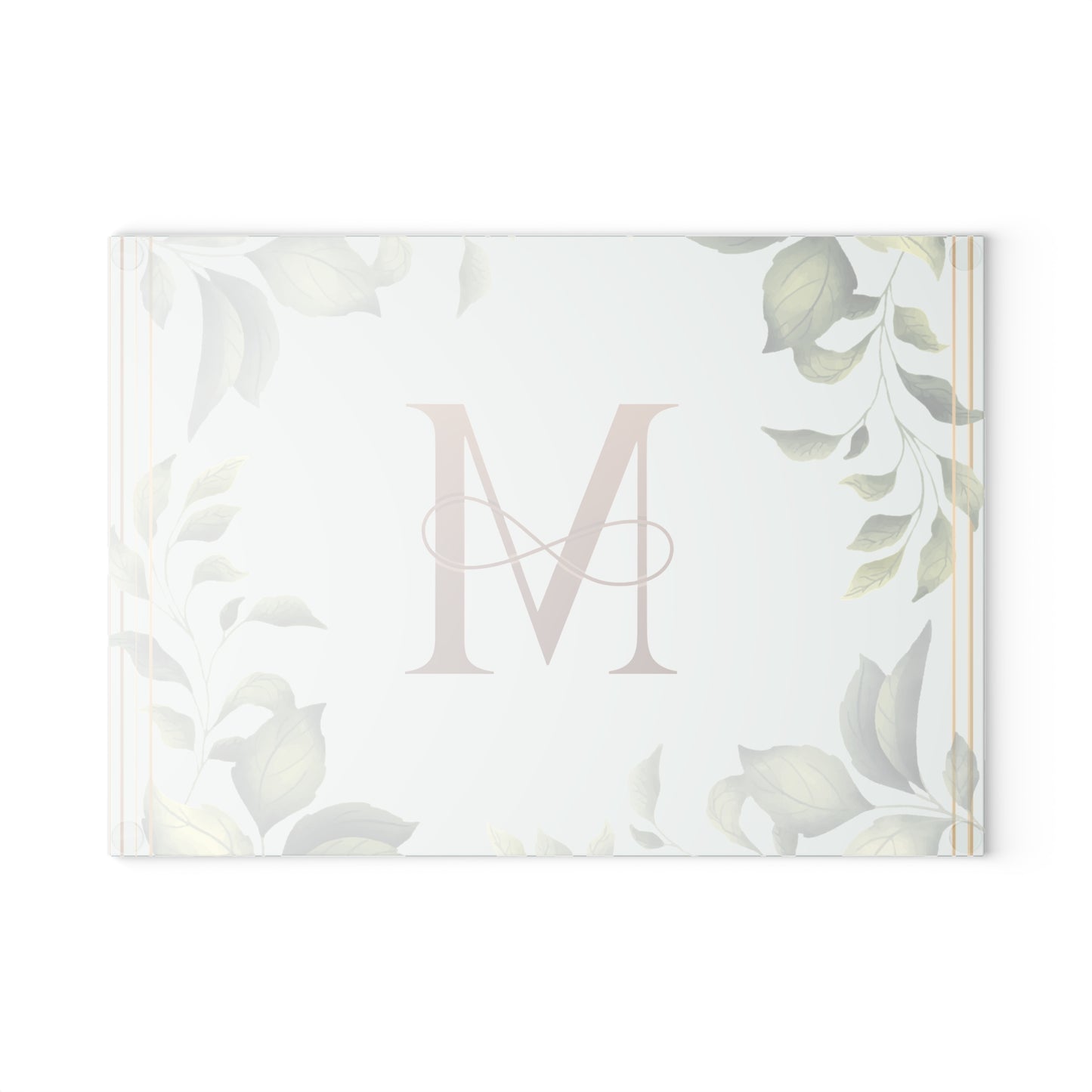 Monogram M Glass Cutting Board — Floral Mint Kitchen Decor