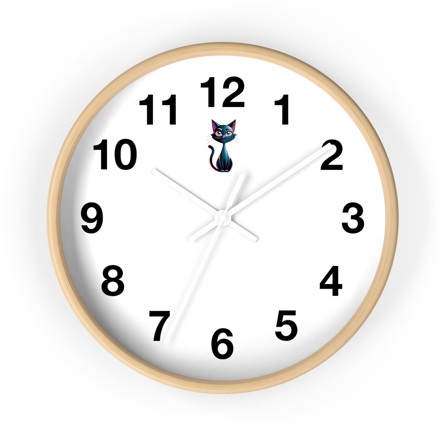 Cute Cat Wall Clock, Feline Decor, Home Office, Gift for Cat Lovers, Adorable Wall Art