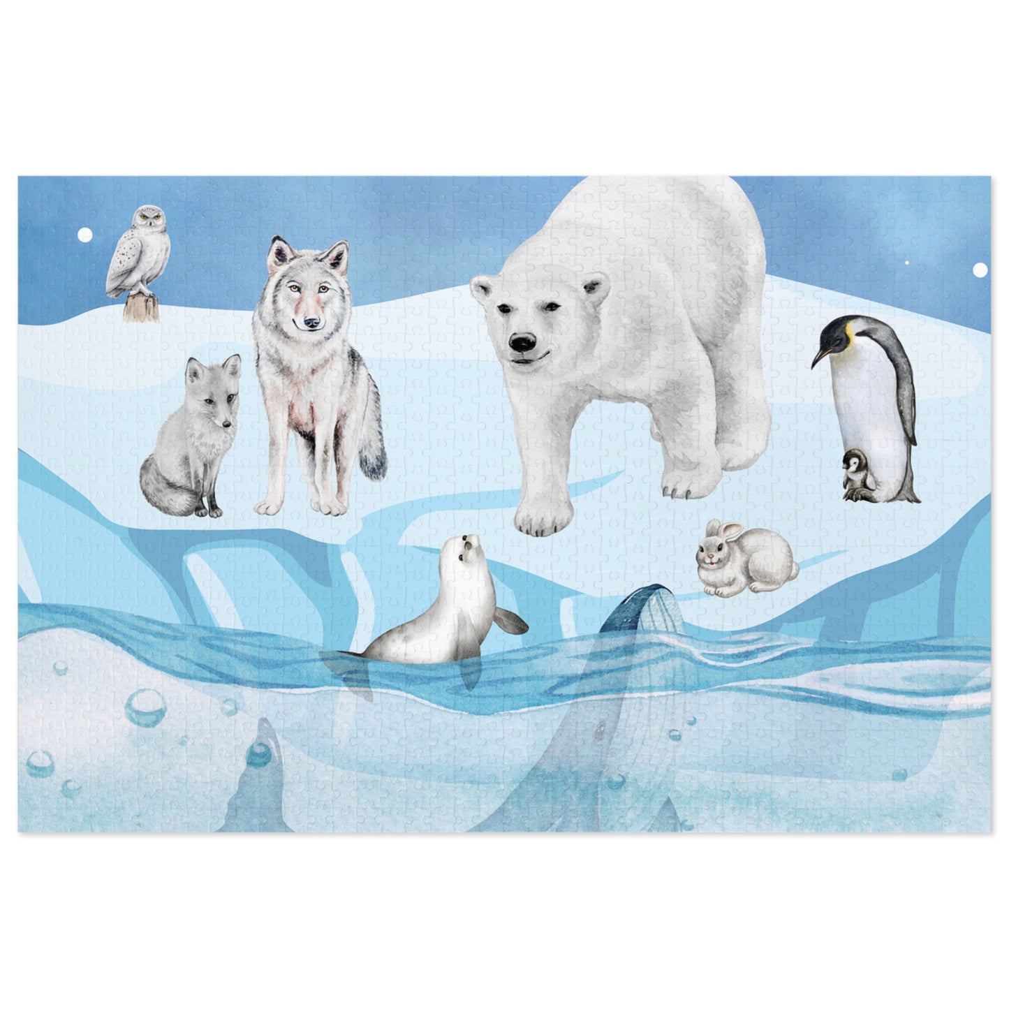 Polar Wildlife Jigsaw Puzzle, Relaxing Family Game, Educational Kids Activity, Nature Lover Gift, Arctic Animals Decor