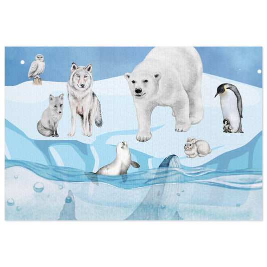Polar Wildlife Jigsaw Puzzle, Relaxing Family Game, Educational Kids Activity, Nature Lover Gift, Arctic Animals Decor