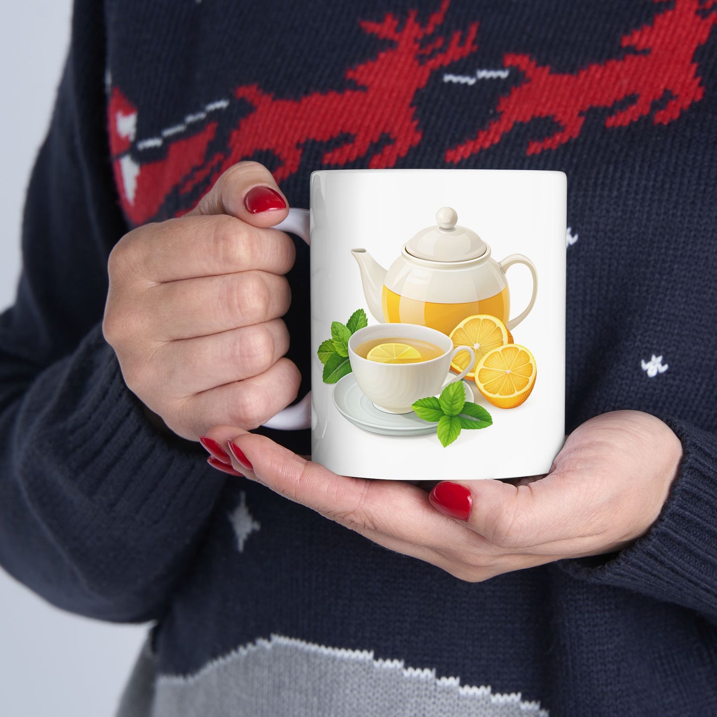 Citrus Delight Ceramic Mug - Refreshing Lemonade Design, Perfect for Tea Lovers, Kitchen Decor, Gift for Friends, Summer Sips