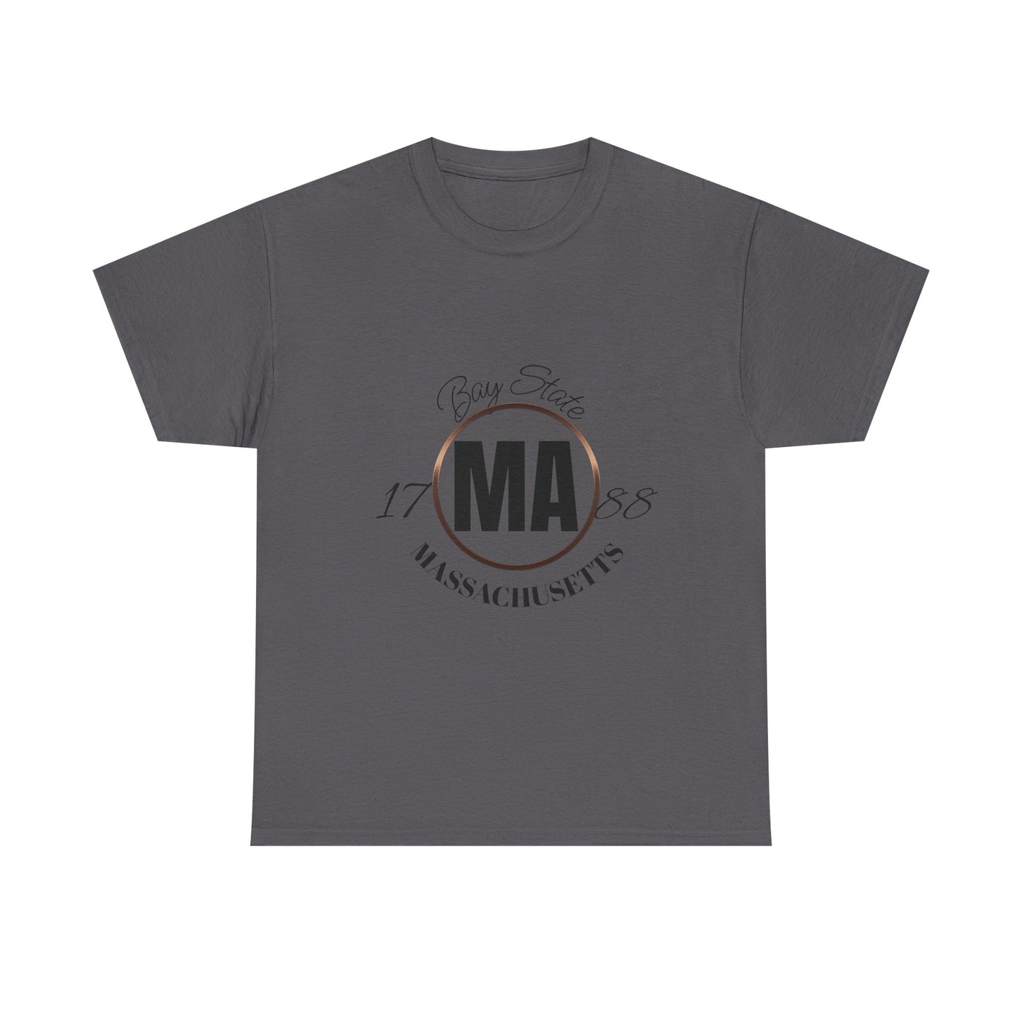 Unisex Heavy Cotton Tee with Massachusetts Design, Casual Wear, Gift for Him/Her, Travel Souvenir, Vintage Style