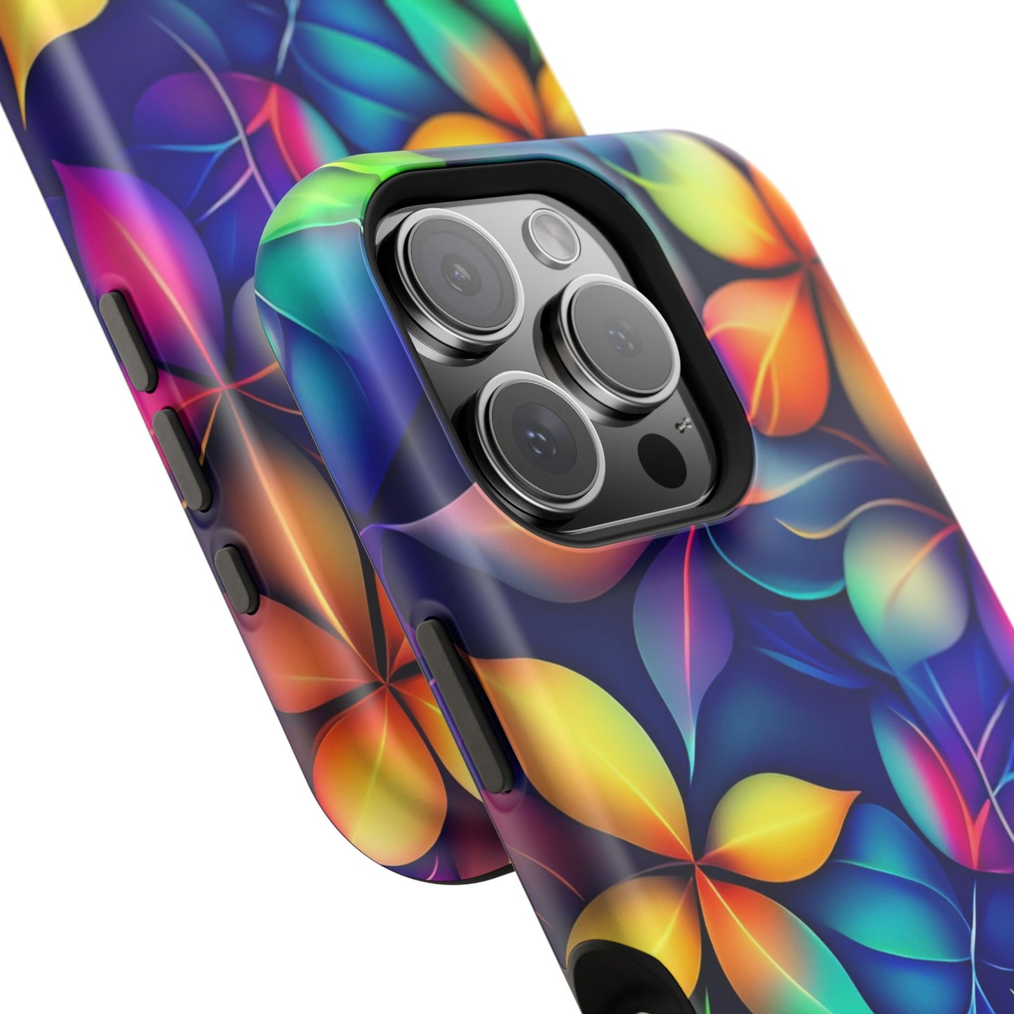 Floral Prism Magnetic Impact-Resistant Phone Case — Colorful Gradient Petal Design