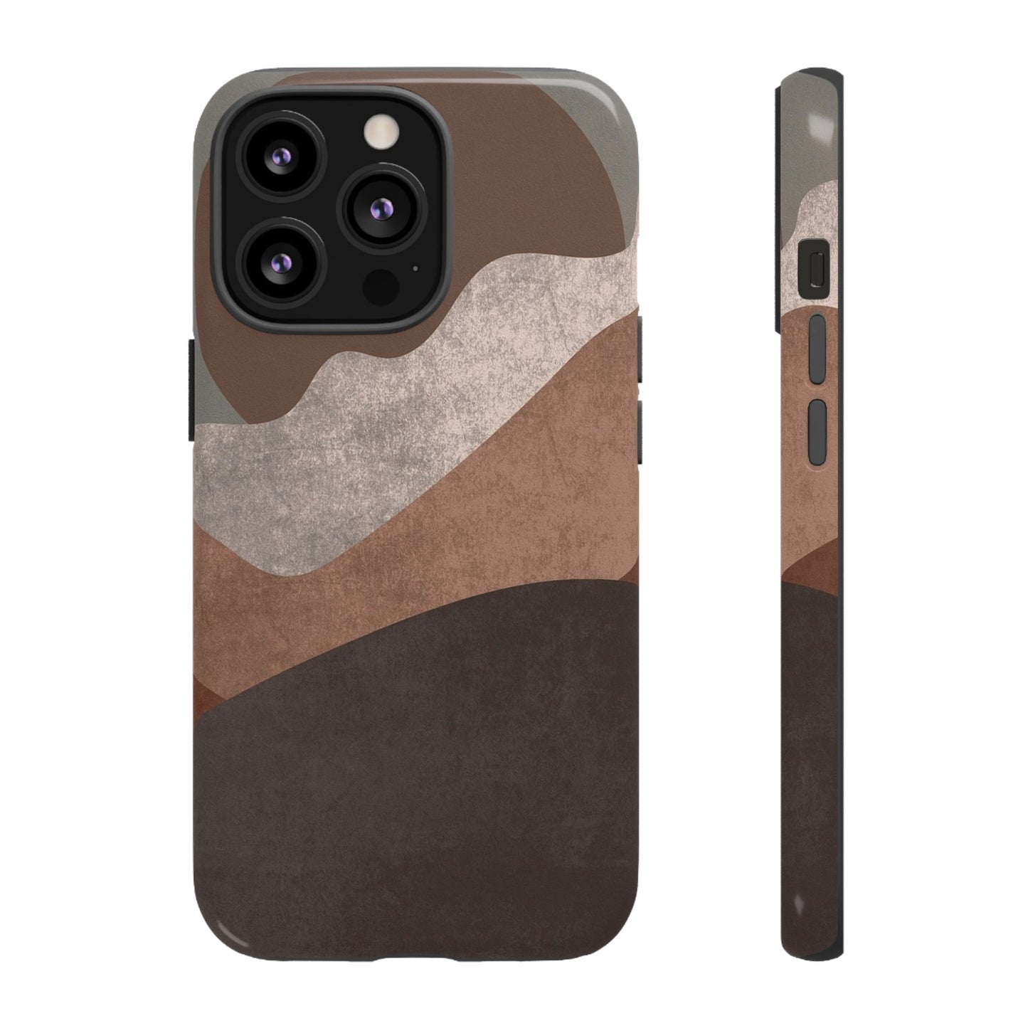 Abstract Earthtone Phone Case — Brown Layered Rugged Tough Case