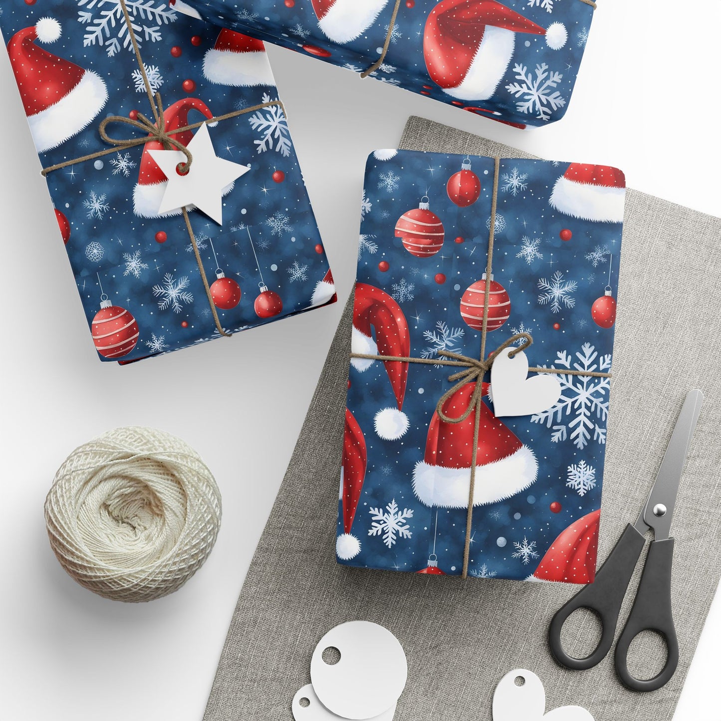 Holiday Snowman Wrapping Paper Roll — Festive Blue & Red Christmas Gift Wrap