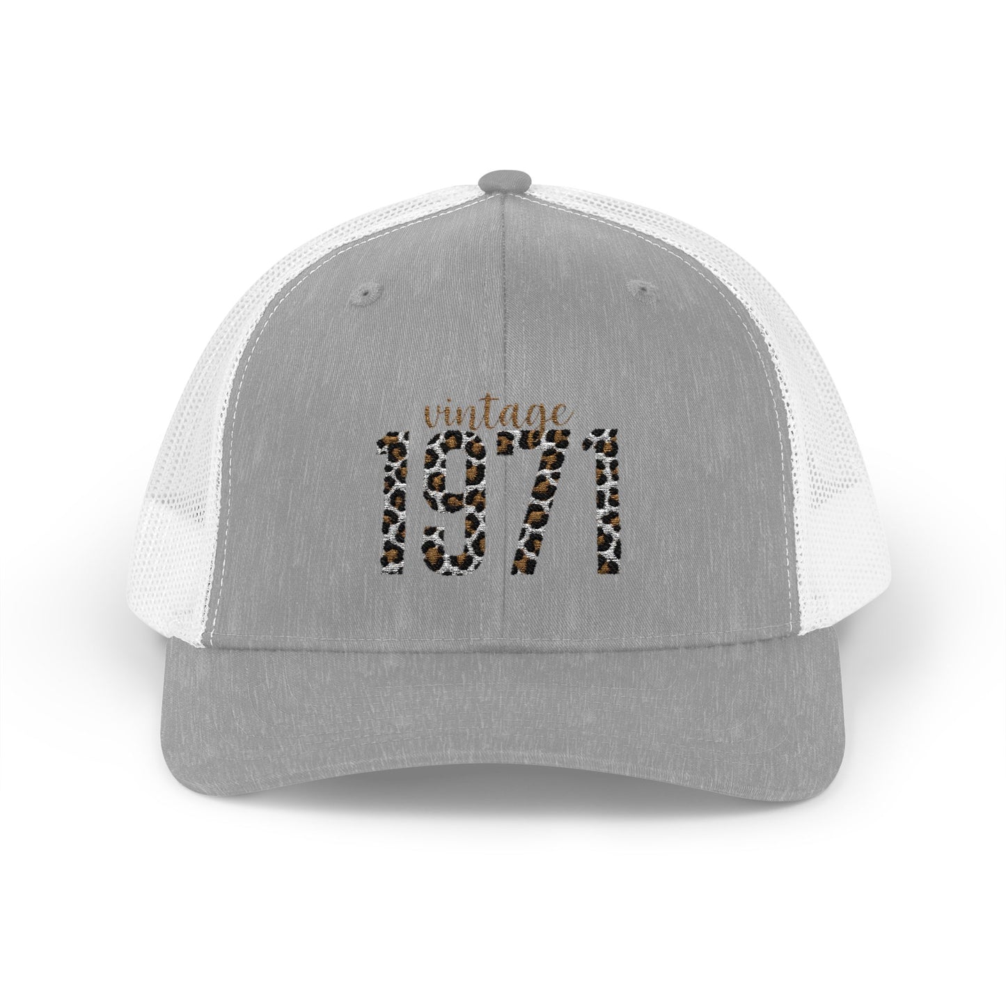 1971 Leopard Print Snapback Trucker Cap — Vintage Born in 1971 Birthday Gift