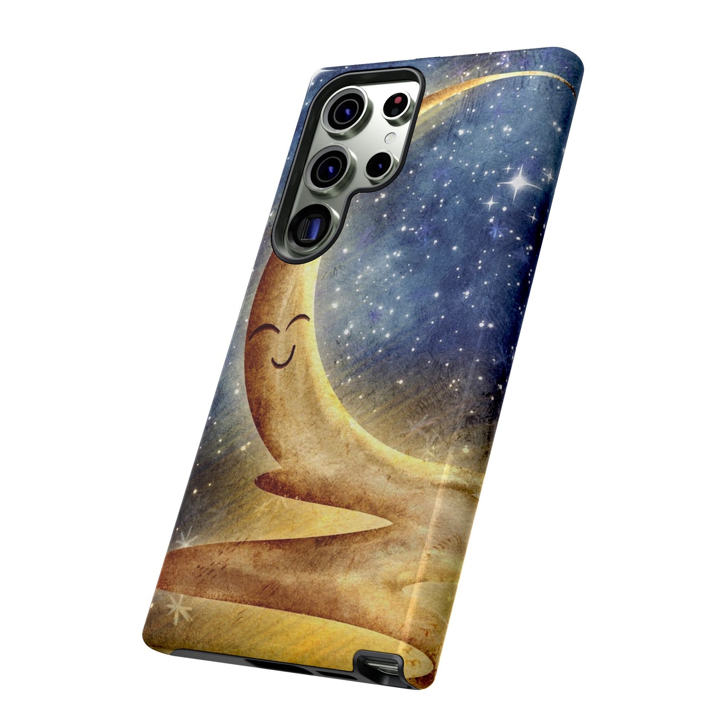 Moonlit Smile Phone Case — Starry Night Crescent Moon iPhone Cover