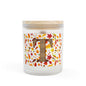Autumn Leaves Monogram Candle — Frosted 11oz Soy Candle with Wood 'T' Initial