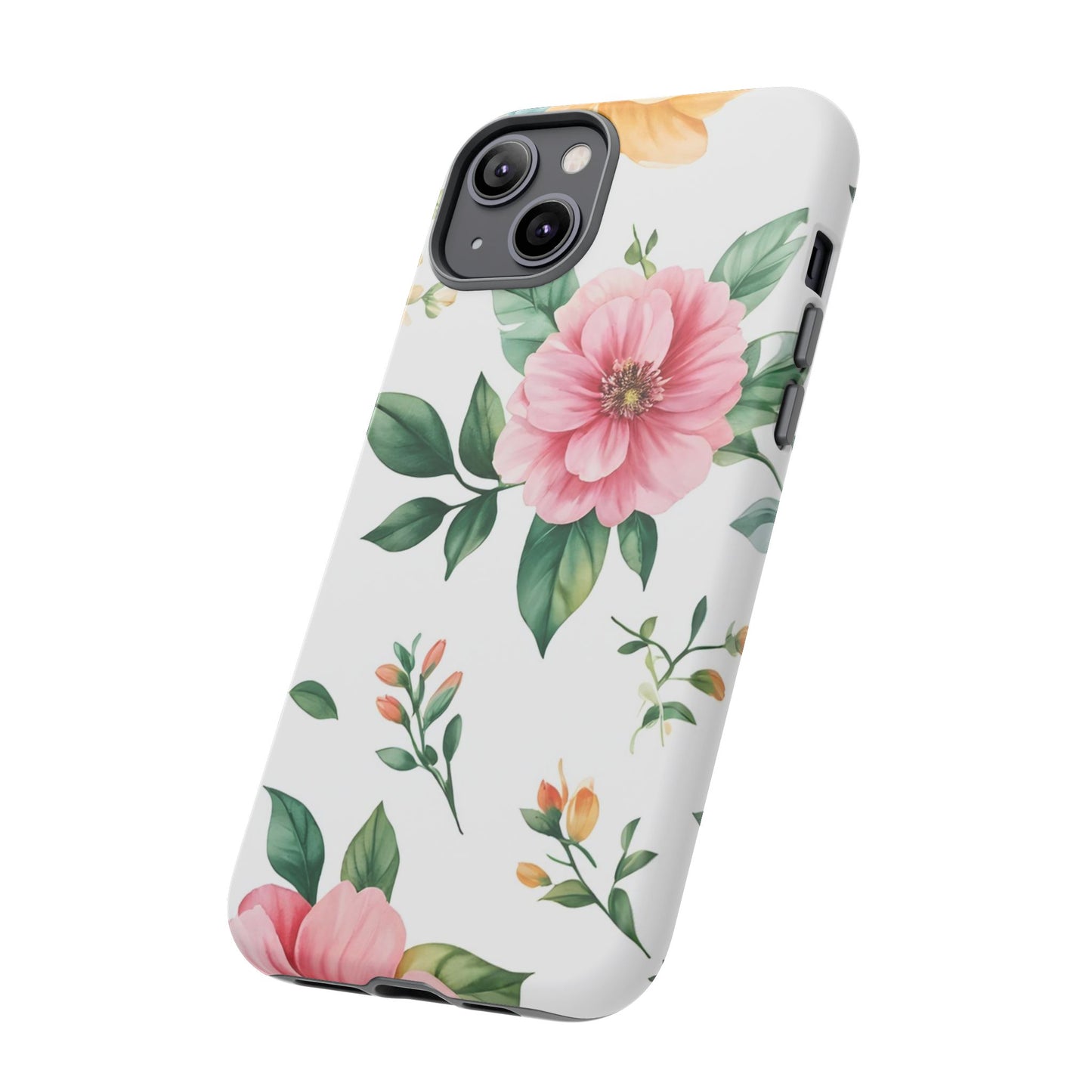 Floral Tough Phone Case — Pink Peony Protective Phone Cover