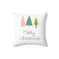 Merry Christmas Decorative Throw Pillow — Cute Pastel Tree Holiday Accent