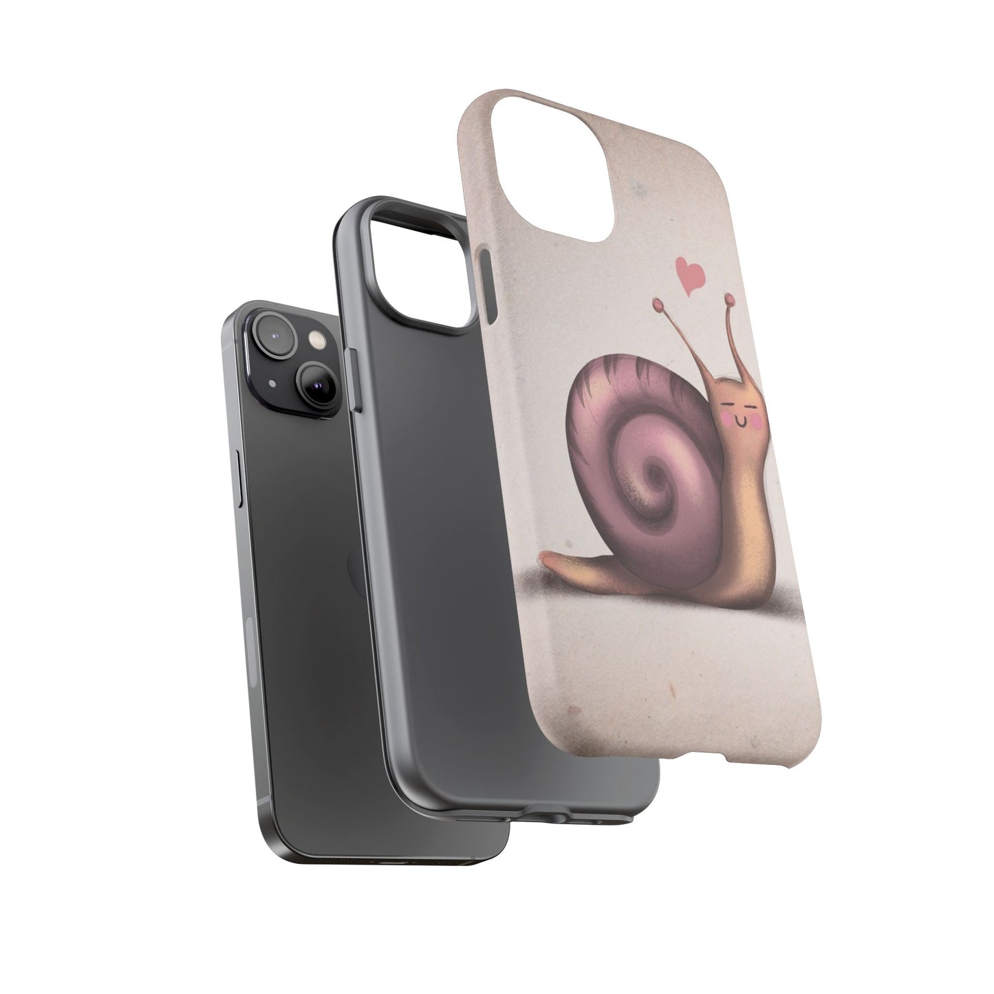 Cute Snail Phone Case — Pink Heart Cartoon Protective iPhone Cover
