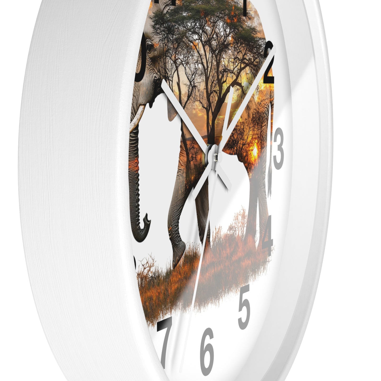 Elephant Sunset Wall Clock