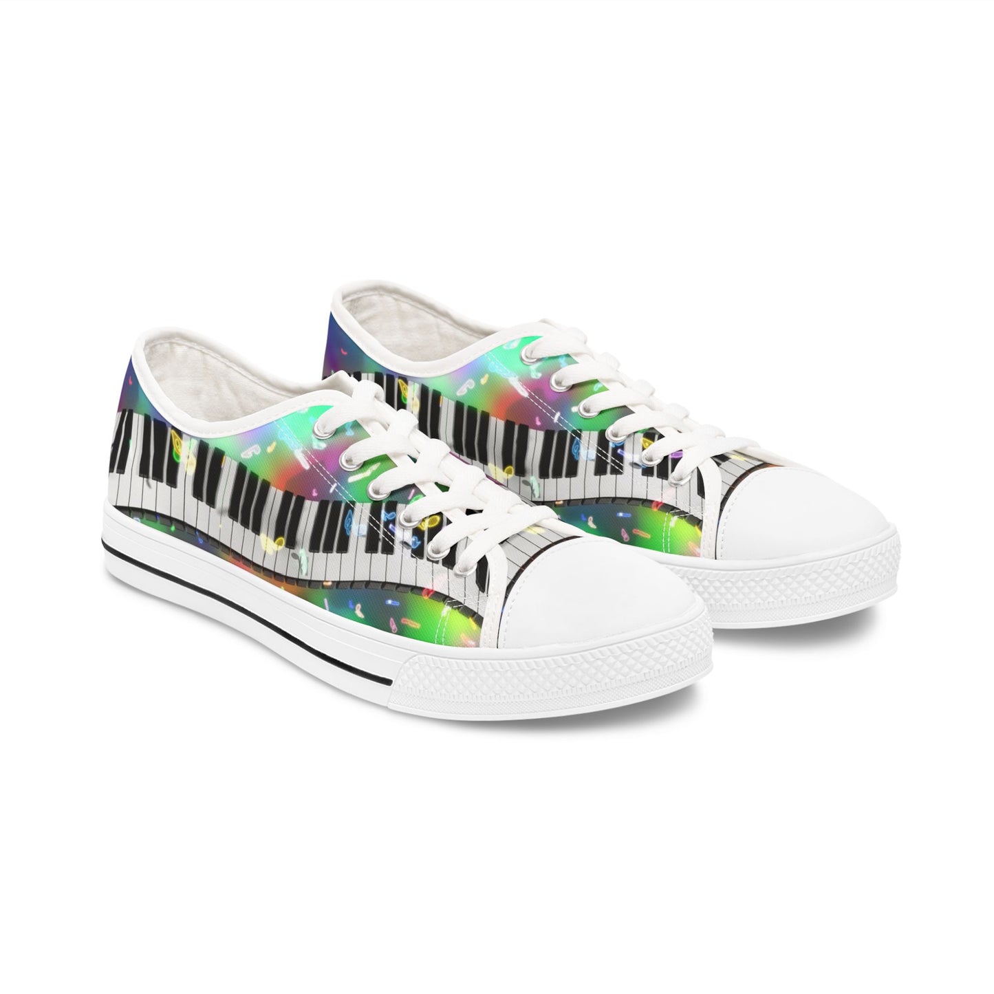 Piano Keys Low Top Sneakers — Colorful Musical Canvas Shoes