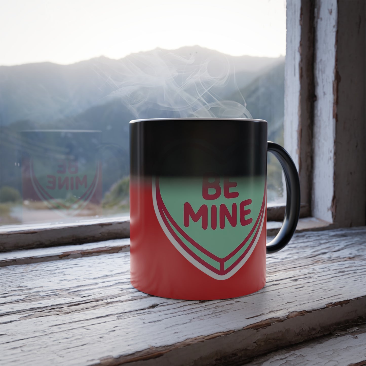 Color-Changing Mug – “Be Mine” Heart Valentine Coffee Cup, 11oz