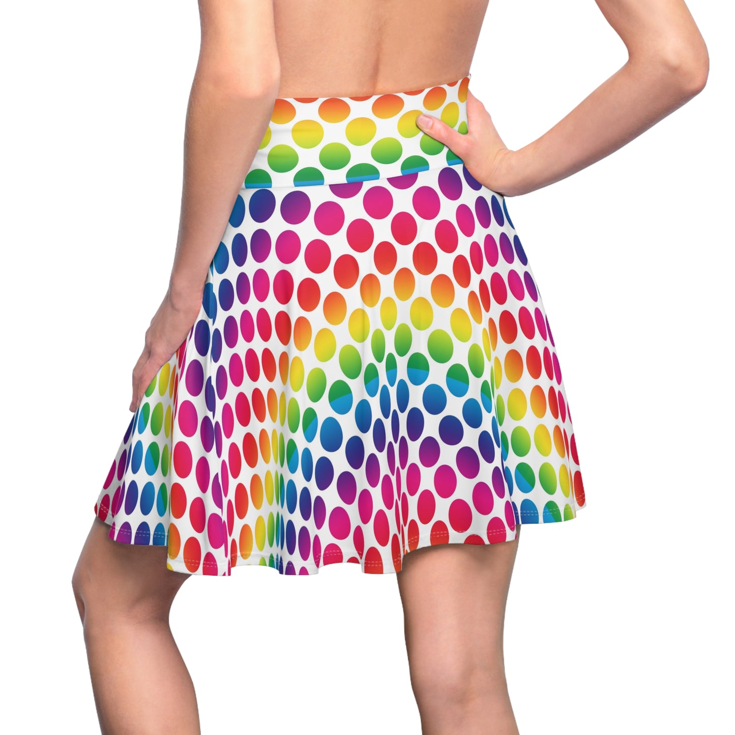 Colorful Polka Dot Women's Skater Skirt, Fun Summer Skirt, Festival Outfit, Casual Wear, Bright Skirt for Parties