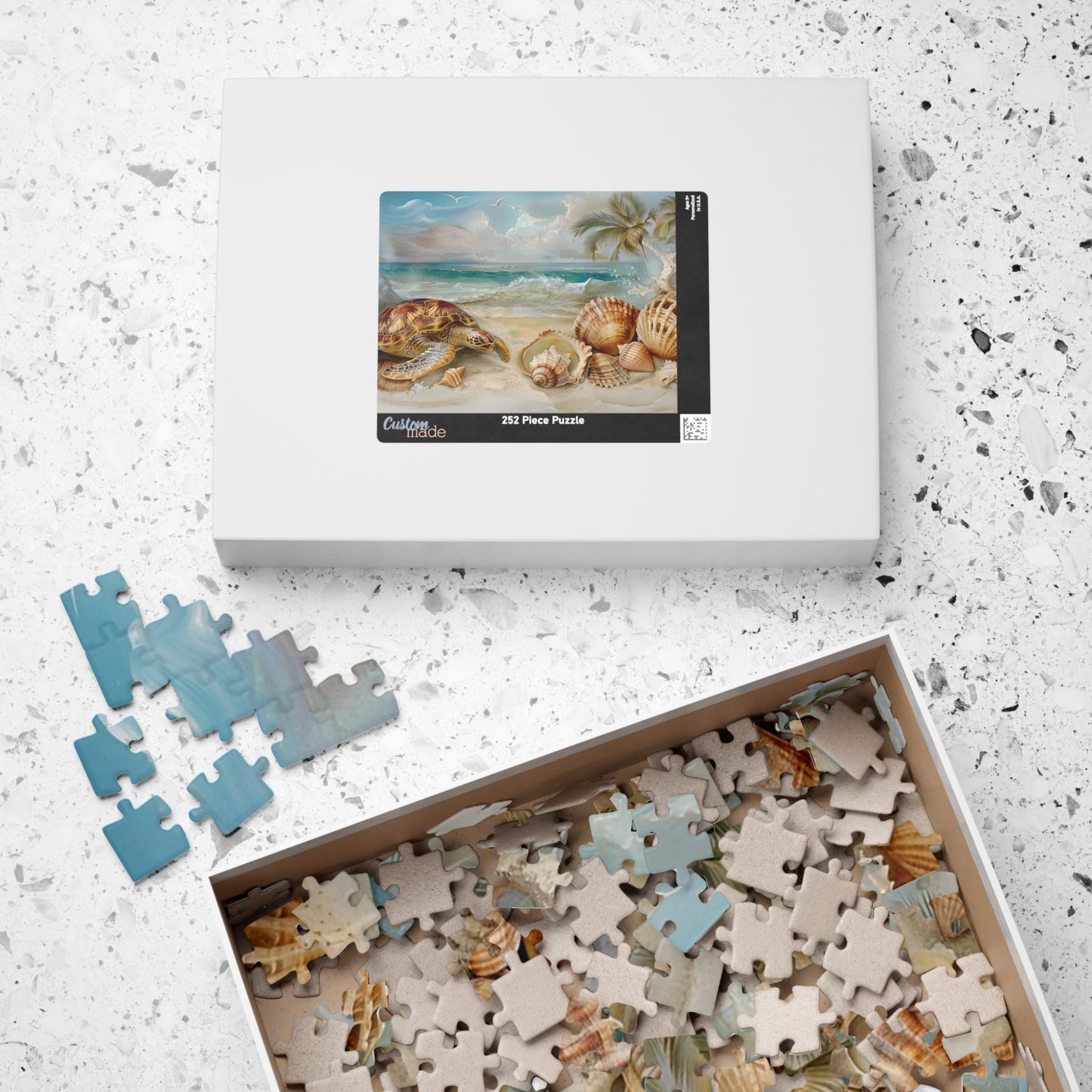 Seashells and Turtle Beach Scene Puzzle