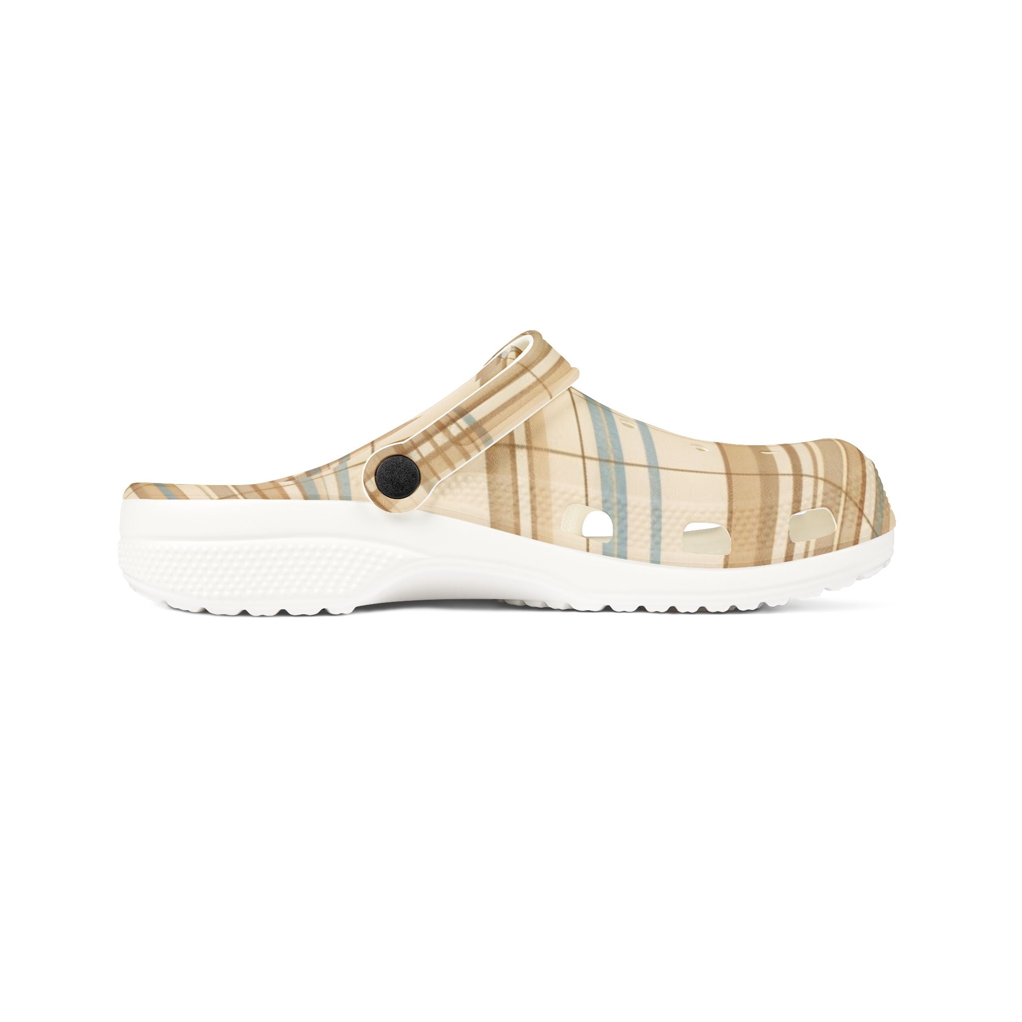 Beige Plaid Clogs / Croc - Comfortable Slip-On Garden & Casual Shoes