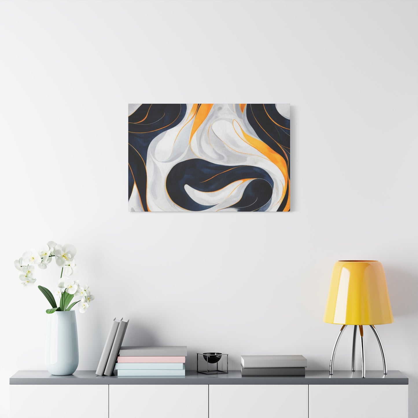 Abstract Navy & Gold Swirl Matte Canvas Wall Art