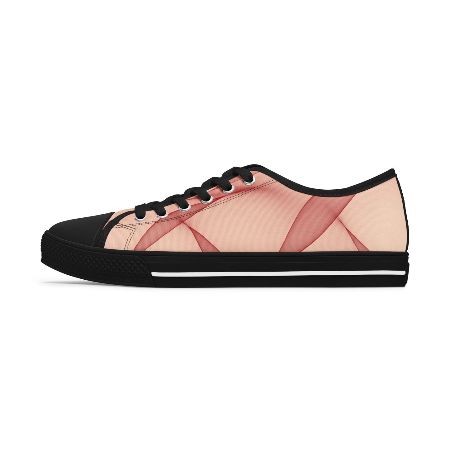 Pink Abstract Wave Low Top Sneakers — Women's Casual Canvas Shoes
