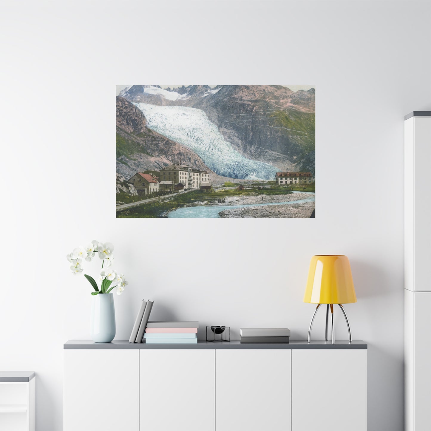 Glacier Village Matte Canvas Print