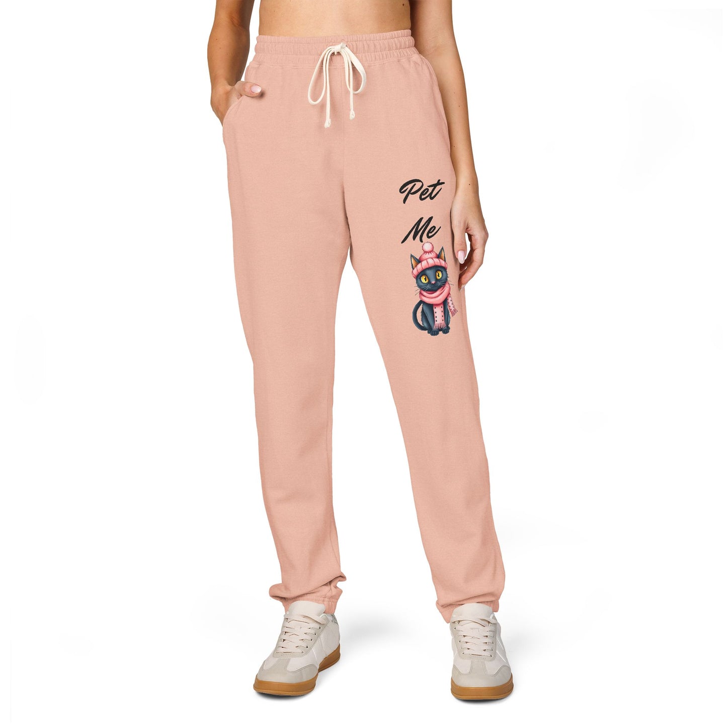 Sweatpants — Colorful Cosmic Cat Graphic "Pet Me" Joggers