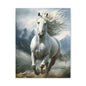 White Stallion Canvas Print – Majestic Galloping Horse Wall Art
