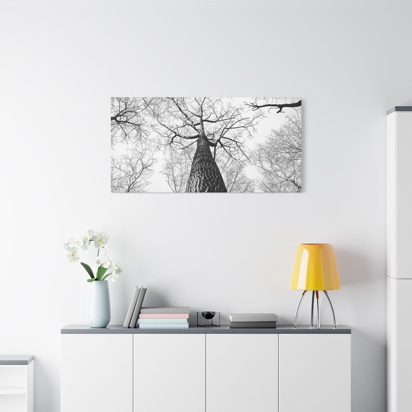 Black & White Tree Canopy Matte Canvas Wall Art — Upward Forest Photography