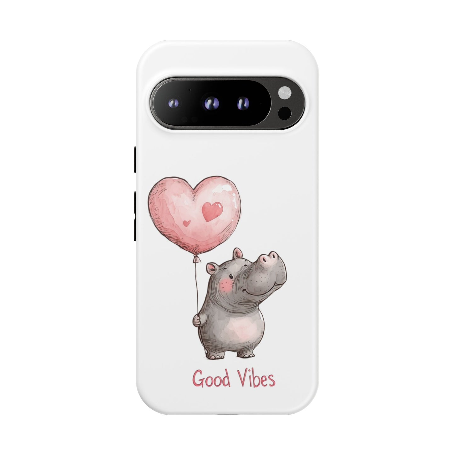 Cute Hippo Phone Case - Good Vibes Design, Animal Lover Gift, Fun Accessory, Birthday Present, Phone Accessories