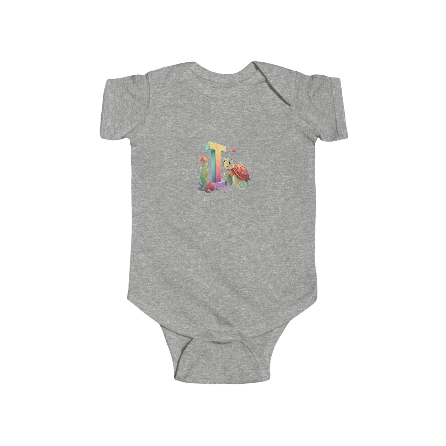 Whimsical Floral Baby Bodysuit - Letter I
