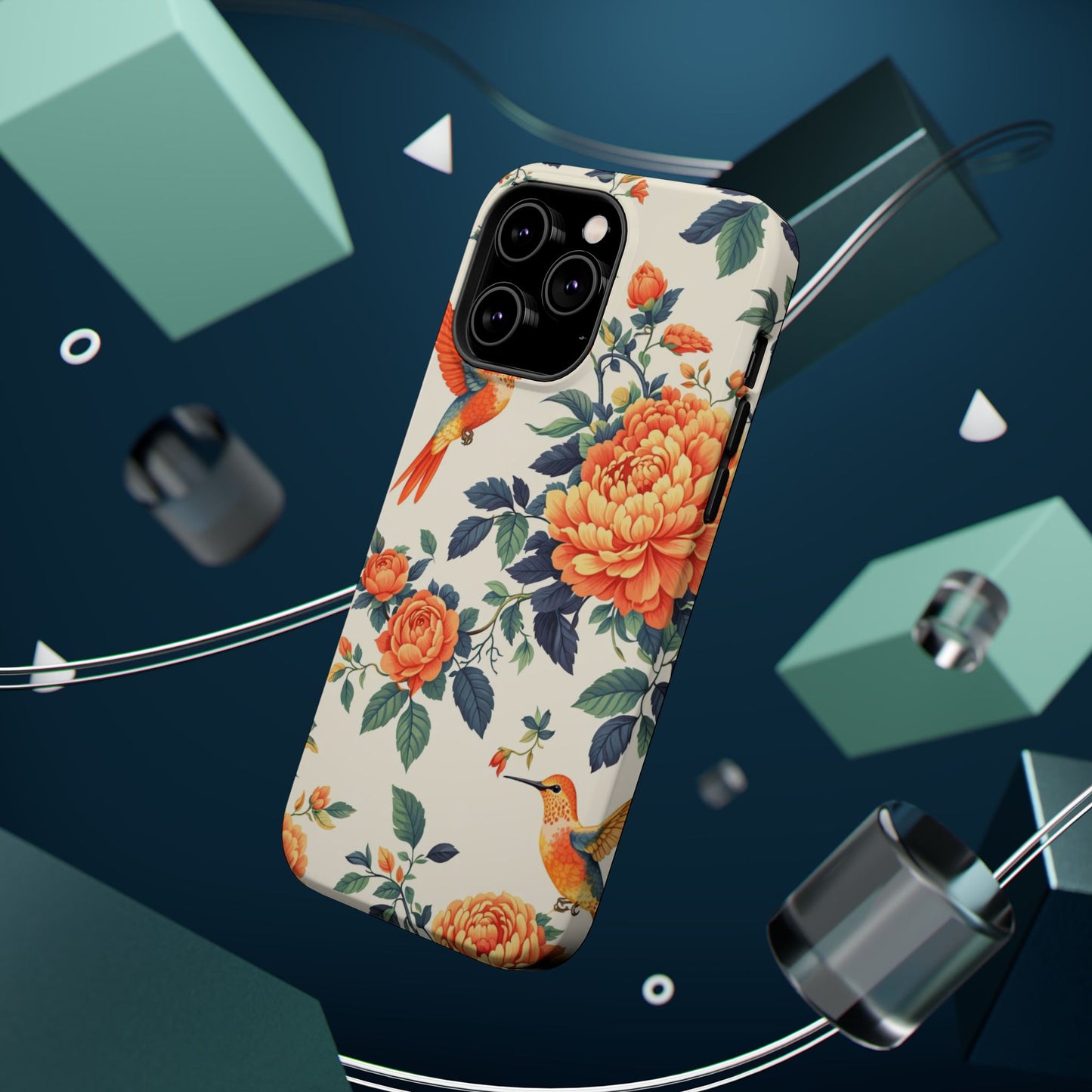 Floral Hummingbird Magnetic Phone Case — Impact-Resistant Protective Cover