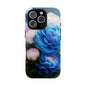 Floral Blue Peony Phone Case — Protective Tough Case with Pink & Blue Blooms