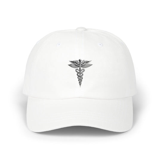 Classic Dad Cap with Caduceus Design - Unisex, Adjustable Cap for Healthcare Professionals, Gifts for Doctors, Medical Students, Casual Wear