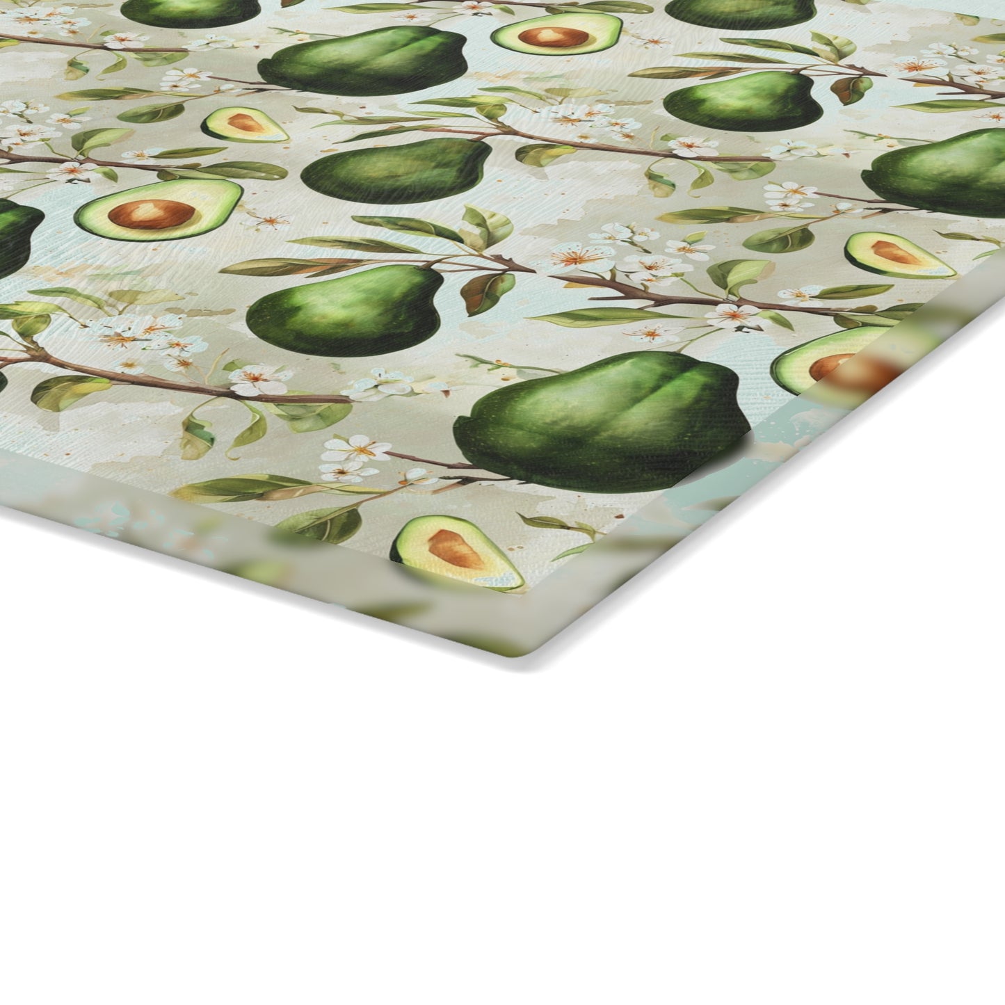 Avocado Pattern Glass Cutting Board — Decorative Kitchen Chopping Board
