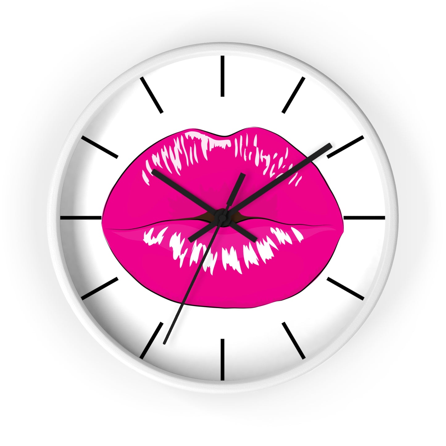 Pink Kiss Lips Wall Clock | Pop Art Lip Print Clock
