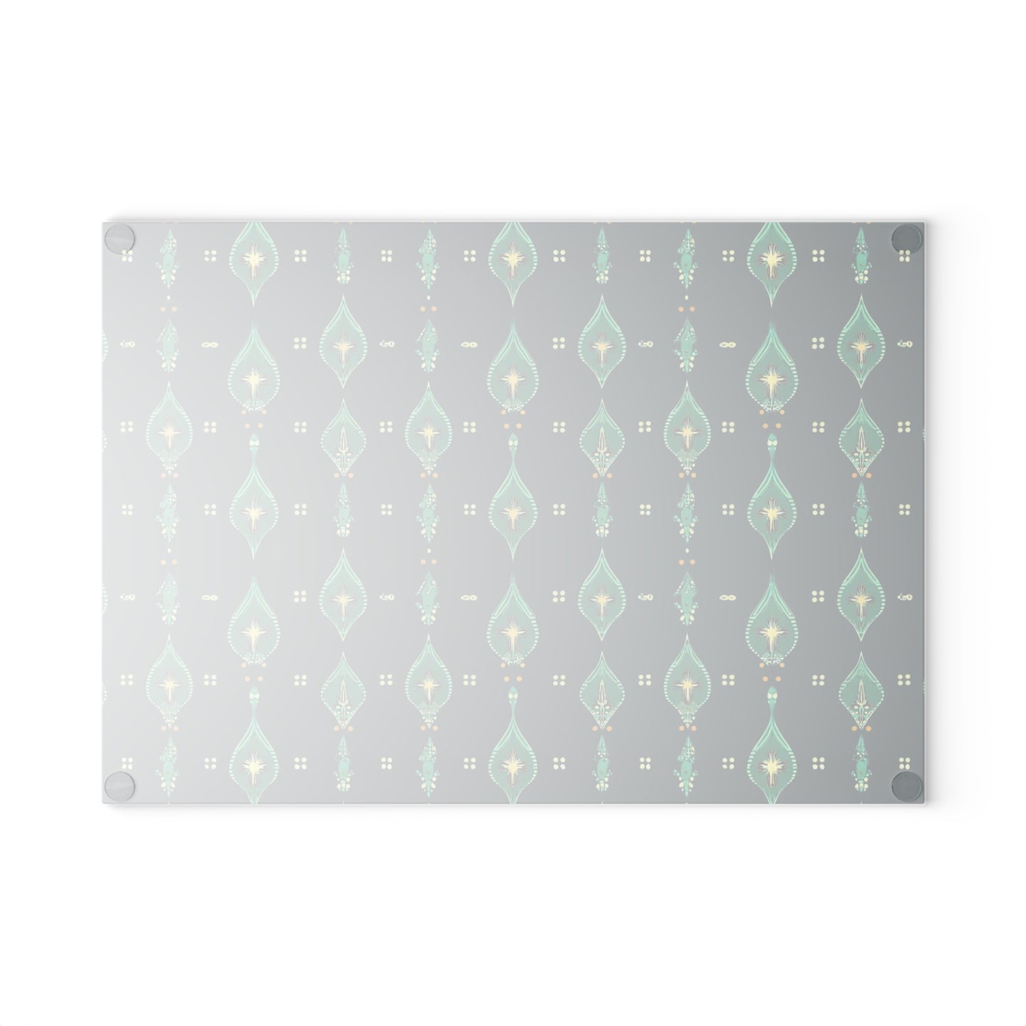 Teal Retro Geometric Glass Cutting Board
